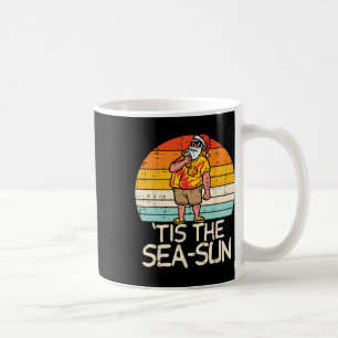 Tis The Sea Sun Santa Sunset Retro Christmas In Ju Coffee Mug