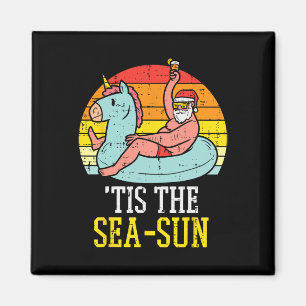 Tis The Sea Sun Santa Unicorn Float Summer Christm Magnet