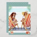 'Tis The Sea-sun Tropical Beach Summer Christmas<br><div class="desc">'Tis The Sea-sun Tropical Beach Summer Christmas Foil Stamped Christmas Cards features your favourite photo surrounded by a fun beach themed frame of flip flops, palm leaves and flowers with a slightly retro vintage vibe. Personalise the fun modern hand lettered script typography by editing the text in the text box...</div>