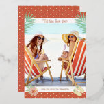 'Tis The Sea-sun Tropical Beach Summer Christmas<br><div class="desc">'Tis The Sea-sun Tropical Beach Summer Christmas Foil Stamped Cards features your favourite photo surrounded by a fun beach themed frame of flip flops, palm leaves and flowers with a slightly retro vintage vibe. Personalise the fun modern hand lettered script typography by editing the text in the text box provided....</div>