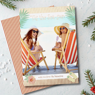 'Tis The Sea-sun Tropical Beach Summer Christmas Foil Holiday Card