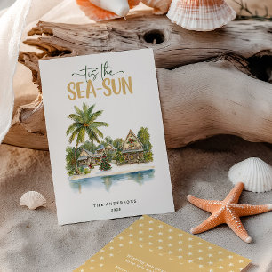 Tis the Sea-Sun Tropical Christmas Holiday Card