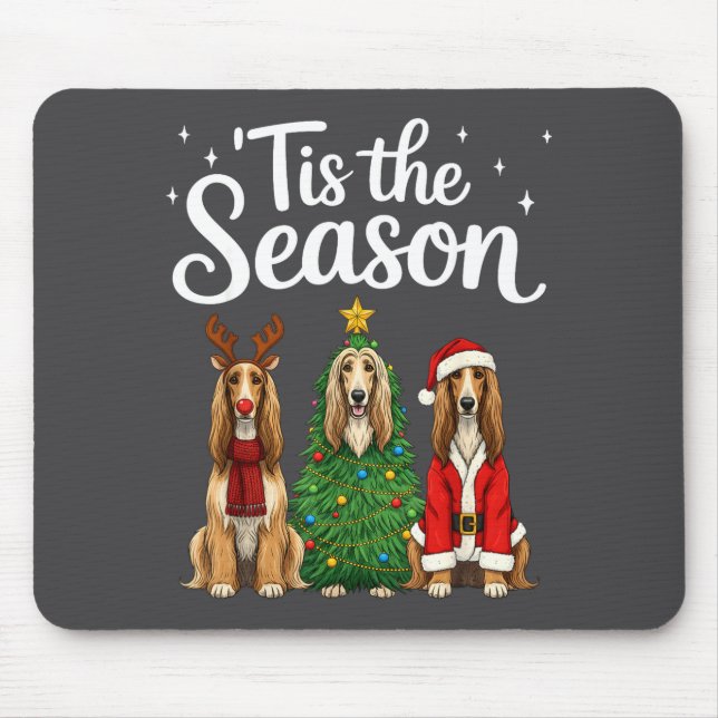 Tis The Season Afghan Hound Christmas Santa Dog Lo Mouse Pad (Front)