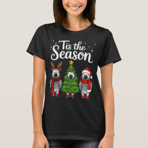 Tis The Season African G Parrot Christmas Santa  T-Shirt