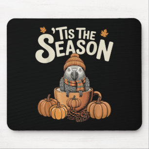 Tis The Season African G Parrot Fall Coffee Pumpki Mouse Pad