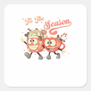 Tis The Season Art Treats With Retro Charm Square Sticker