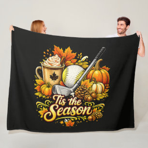 Tis The Season Autumn Golf Pumpkin Spice Coffee Fleece Blanket