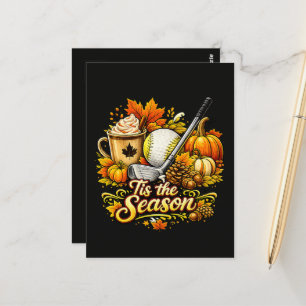 Tis The Season Autumn Golf Pumpkin Spice Coffee Postcard