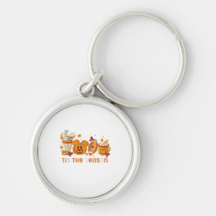 Tis The Season Autumn Halloween Pumpkin Fall Drink Key Ring