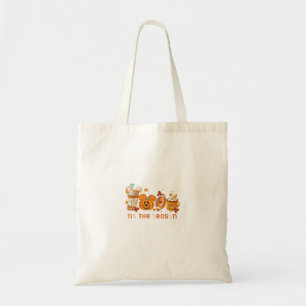 Tis The Season Autumn Halloween Pumpkin Fall Drink Tote Bag