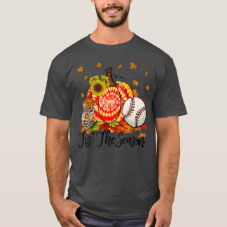 Tis The Season Baseball Shirt Orange Tie Dye Pumpk