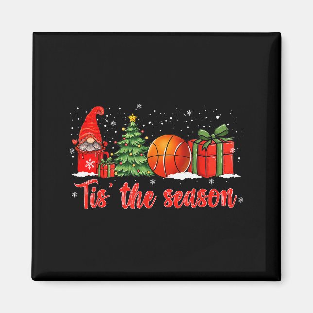 Tis The Season Basketball Coffee Xmas Tree Gnome C Magnet (Front)
