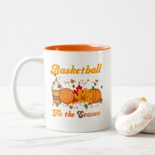 Tis The Season Basketball Fall Coffee Pumpkin Two-Tone Coffee Mug