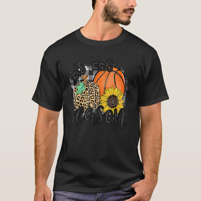 Tis The Season Basketball Pumpkin Fall Thanksgivin T-Shirt (Front)