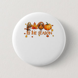 Tis The Season Basset Hound Dog Fall Thanksgiving 6 Cm Round Badge