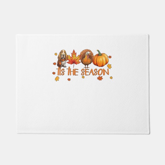 Tis The Season Basset Hound Dog Fall Thanksgiving  Doormat (Front)