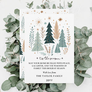 Tis the Season Boho Botanical Christmas Trees Holiday Card