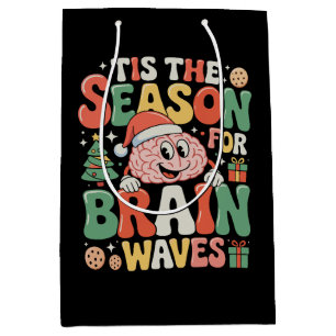 Tis The Season Brain Waves Neurology Nurse Xmas Medium Gift Bag