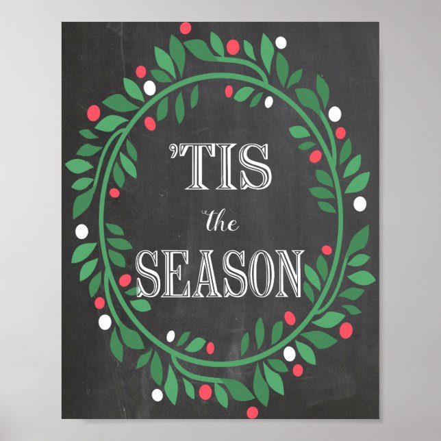 'Tis the Season Chalkboard Print (Front)