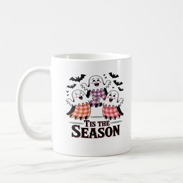 Tis The Season Chequered Halloween Coffee Mug (Left)