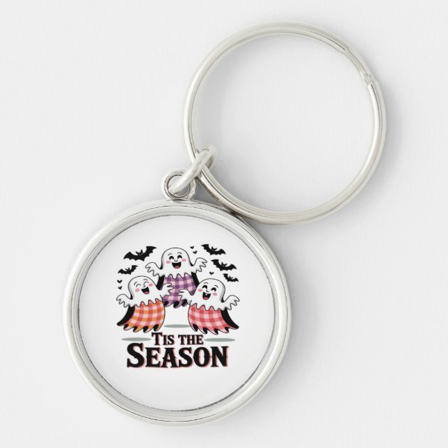 Tis The Season Chequered Halloween Key Ring (Front)