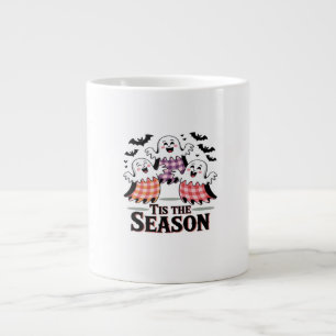 Tis The Season Chequered Halloween Large Coffee Mug