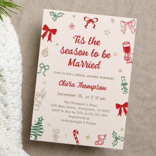 Tis the Season Christmas Bridal Shower  Invitation