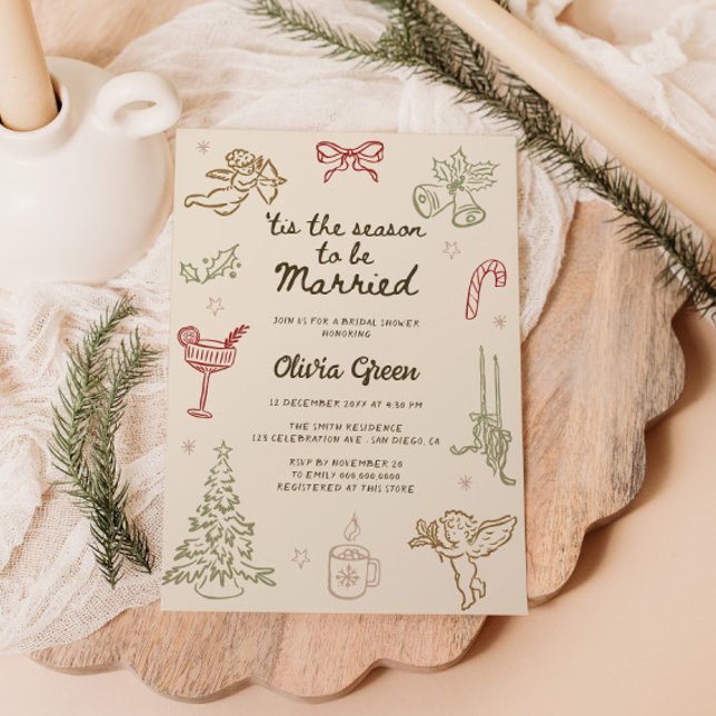 Tis the Season Christmas Bridal Shower Invitation (Creator Uploaded)
