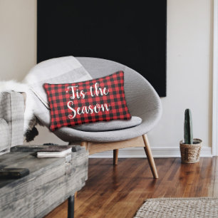 ‘Tis the Season Christmas Buffalo Check Holiday Lumbar Cushion