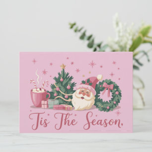 Tis The Season Christmas Cute Winter Santa  Holiday Card