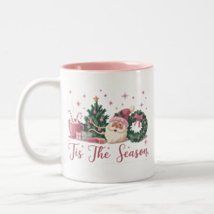 Tis The Season Christmas Cute Winter Santa Two-Tone Coffee Mug