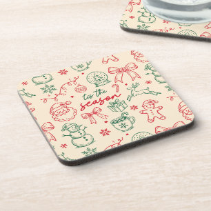 Tis the Season - Christmas Doodle Coaster