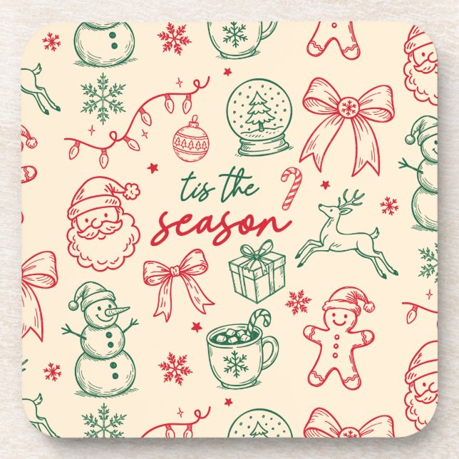 Tis the Season - Christmas Doodle Coaster (Front)