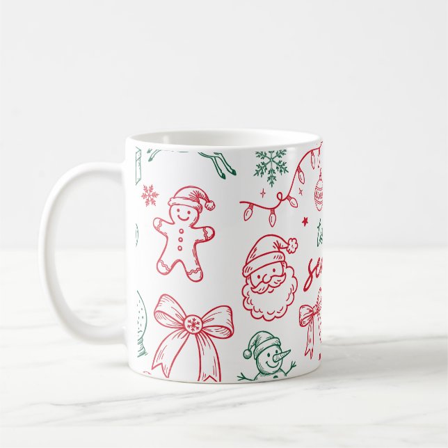 Tis the Season - Christmas Doodle Coffee Mug (Left)
