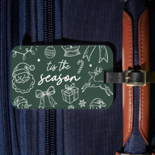 Tis the Season - Christmas Doodle Luggage Tag