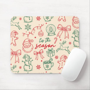 Tis the Season - Christmas Doodle Mouse Pad