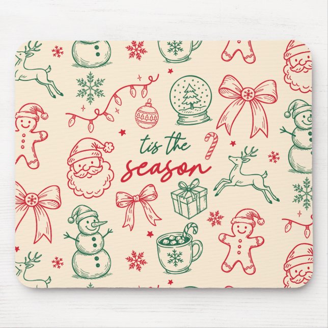 Tis the Season - Christmas Doodle Mouse Pad (Front)