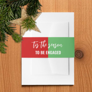 Tis The Season Christmas Engagement Party Invitation Belly Band