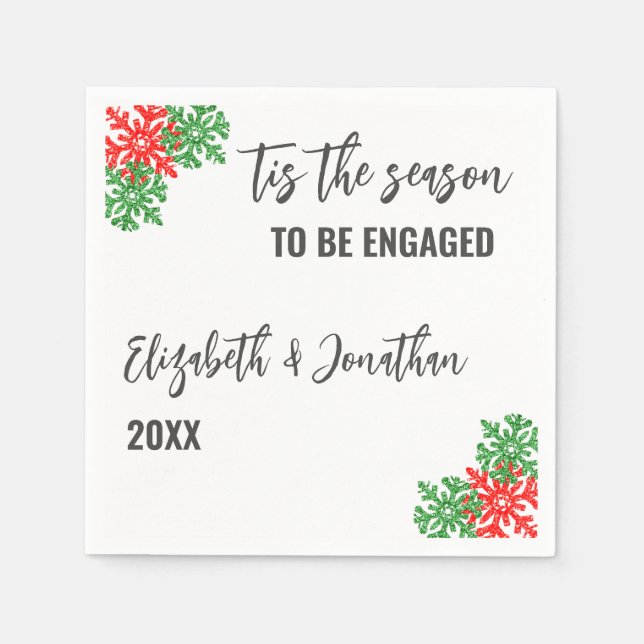 Tis The Season Christmas Engagement Party Napkin (Front)