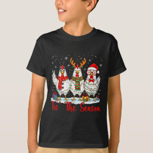 Tis The Season Christmas Funny Chicken Santa Hat X T-Shirt