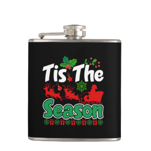 Tis The Season Christmas Holiday Design-61067 Hip Flask