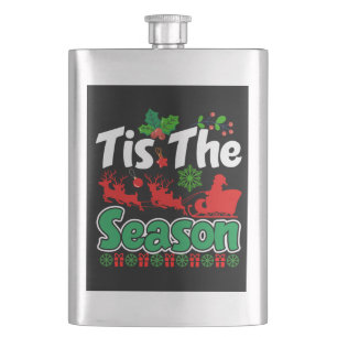 Tis The Season Christmas Holiday Design-61067 Hip Flask