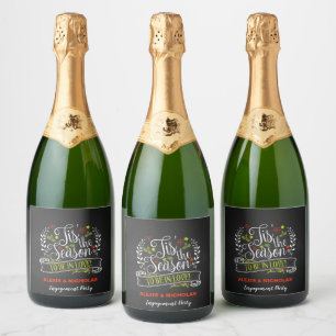 Tis the Season Christmas/Holiday Engagement Sparkling Wine Label