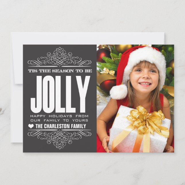 Tis The Season Christmas Holiday Family Photo Card (Front)