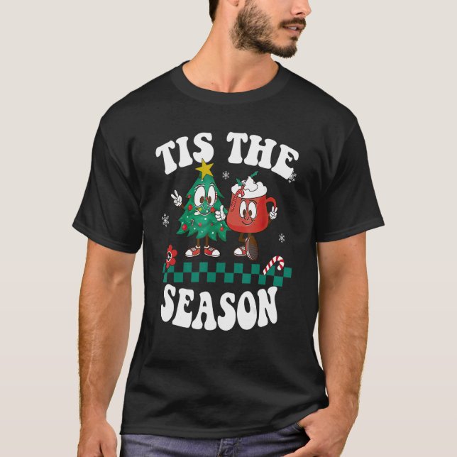 Tis The Season Christmas Hot Chocolate Pine Tree T-Shirt (Front)