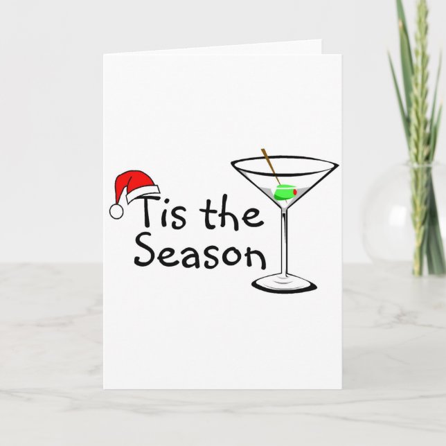 Tis The Season Christmas Martini Holiday Card (Front)