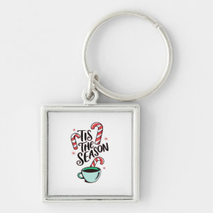 Tis The Season Christmas Peppermint Hot Chocolate Key Ring