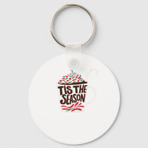 Tis The Season Christmas Peppermint Mocha Key Ring