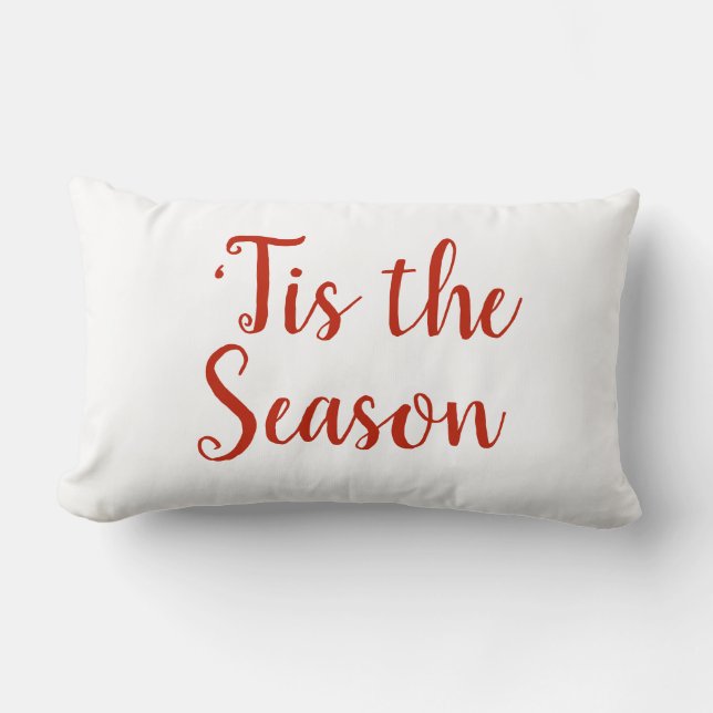 ‘Tis the Season Christmas Red Holiday Lumbar Cushion (Front)