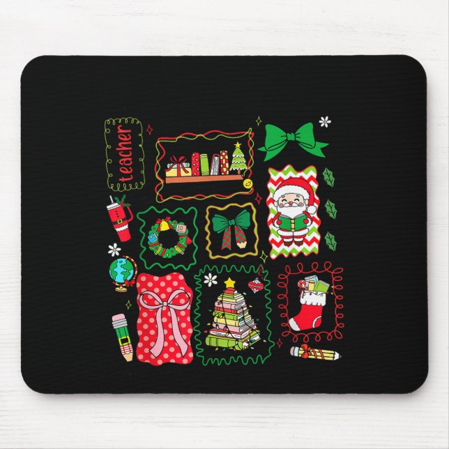 Tis The Season Christmas Santa Snowman Xmastree Co Mouse Pad (Front)